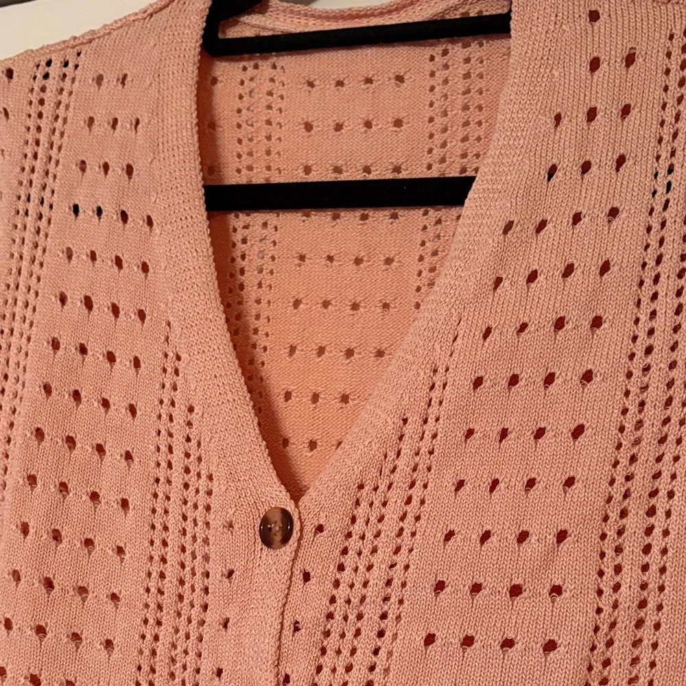 Elegant Peach Button-Up Women's Cardigan - Picture 2 of 5